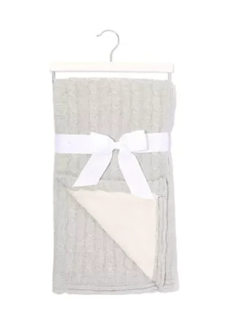 Baby Cable Knit Sherpa Blanket, Gray