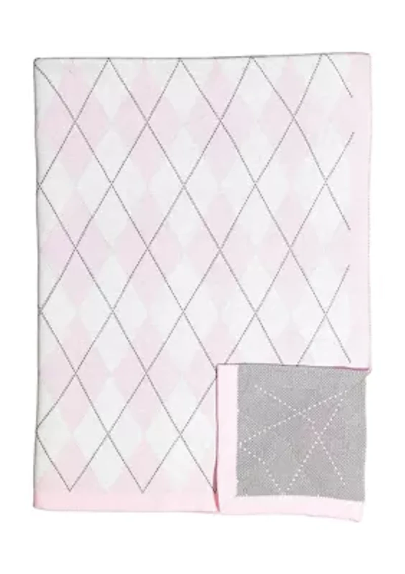 Baby Girls Argyle Knit Blanket