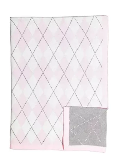 Baby Girls Argyle Knit Blanket