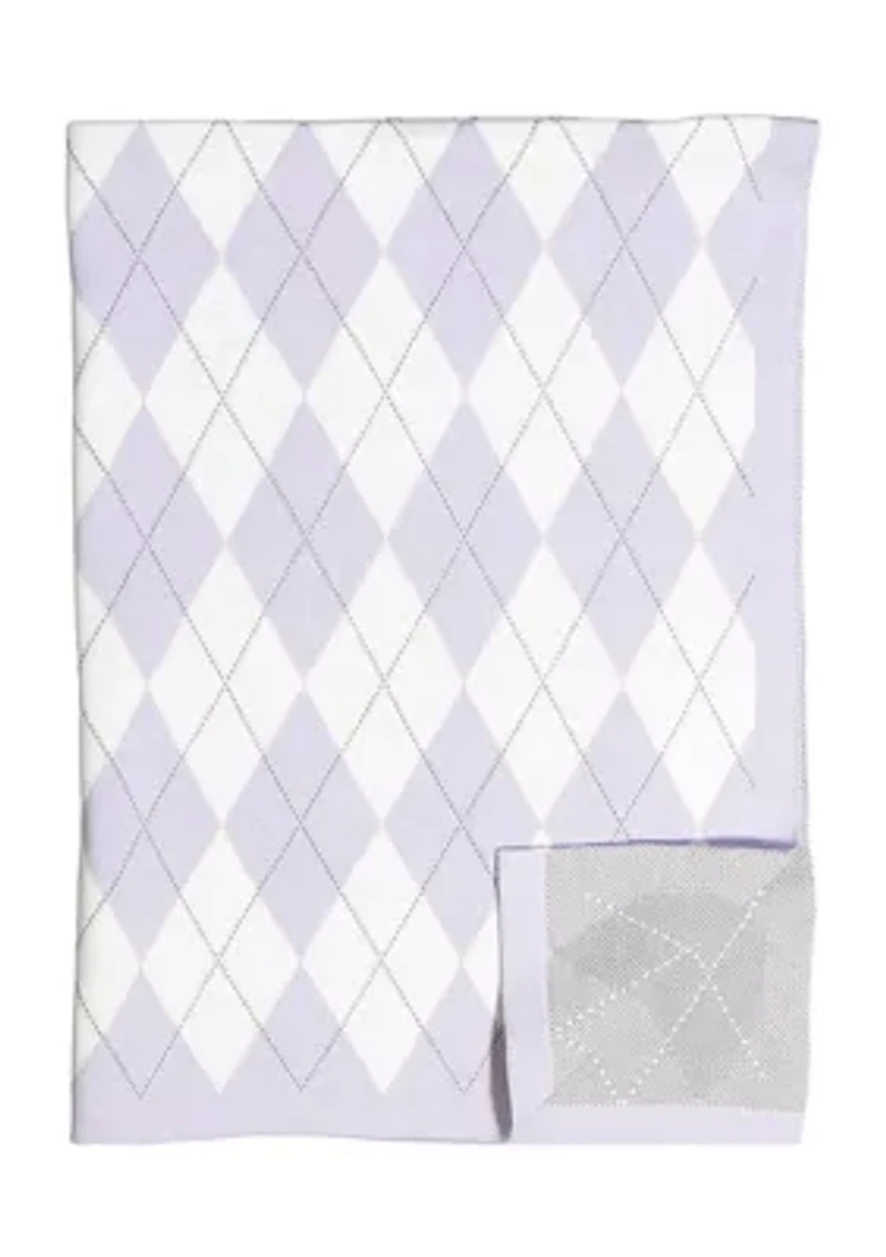Baby Girls Argyle Knit Blanket, Purple
