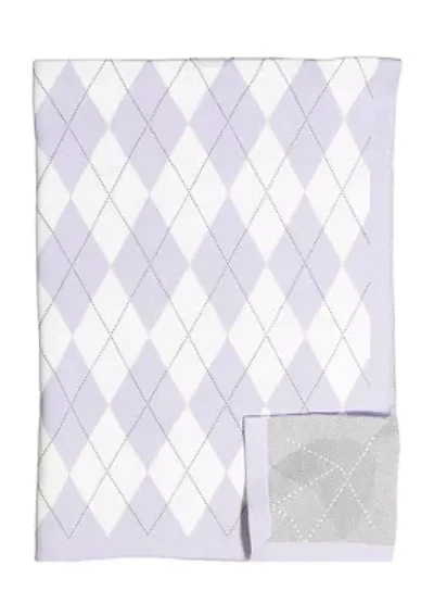 Baby Girls Argyle Knit Blanket, Purple