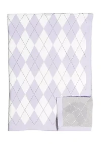 Baby Girls Argyle Knit Blanket, Purple