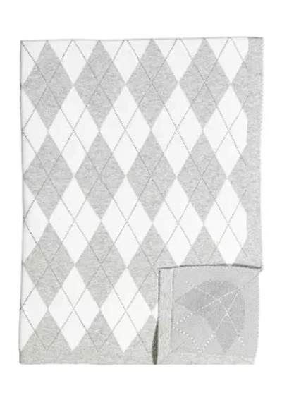 Baby Argyle Knit Blanket, Gray