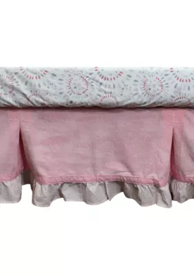 Baby Girls Pink Velour Crib Dust Ruffle