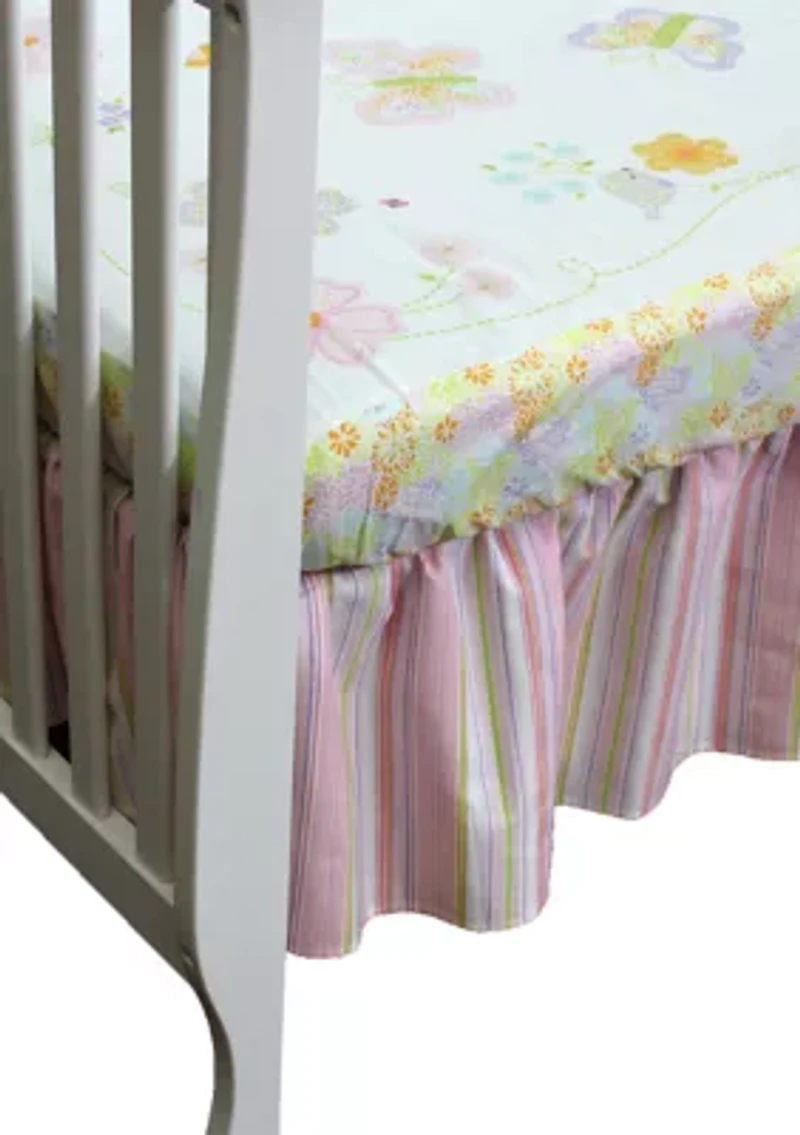 Baby Girls Pink Stripe Crib Dust Ruffle