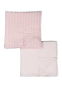 Baby Girls Stars Waves 2 Pack Muslin Swaddle Blankets - Pink Prints