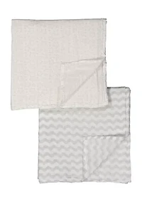 Baby Stars Waves 2 Pack Muslin Swaddle Blankets - Gray Prints