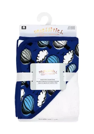 Baby Boys Hot Air Balloon Muslin Hooded Baby Towel, Blue