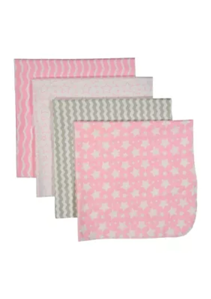 Baby Girls 4 Pack Stars Receiving Blankets