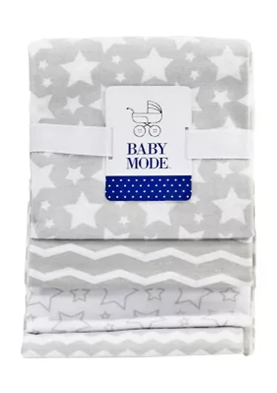 Baby 4 Pack Stars Receiving Blankets