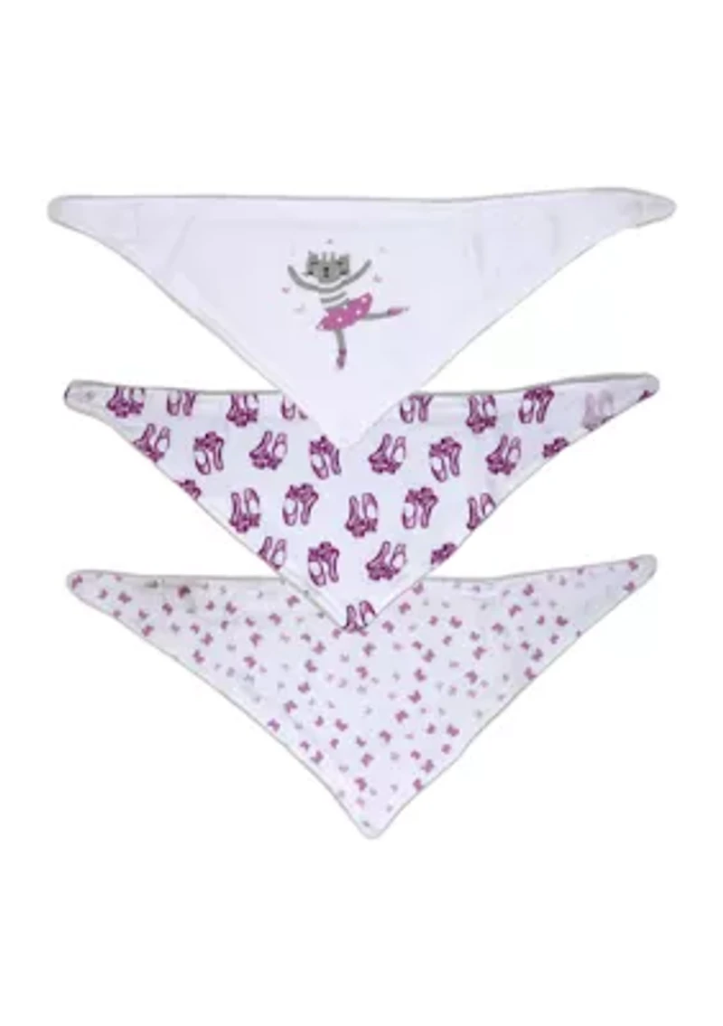 Baby Boys and Girls 3 Pack Bandana Baby Bibs, Ballet