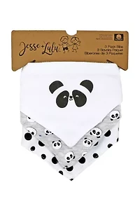 Baby Boys and Girls 3 Pack Bandana Baby Bibs, Panda
