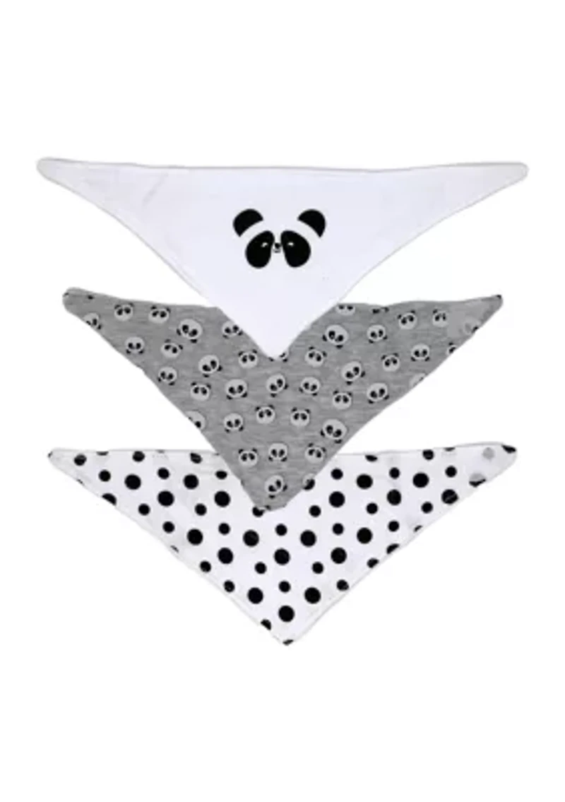 Baby Boys and Girls 3 Pack Bandana Baby Bibs, Panda