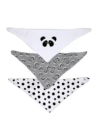 Baby Boys and Girls 3 Pack Bandana Baby Bibs, Panda
