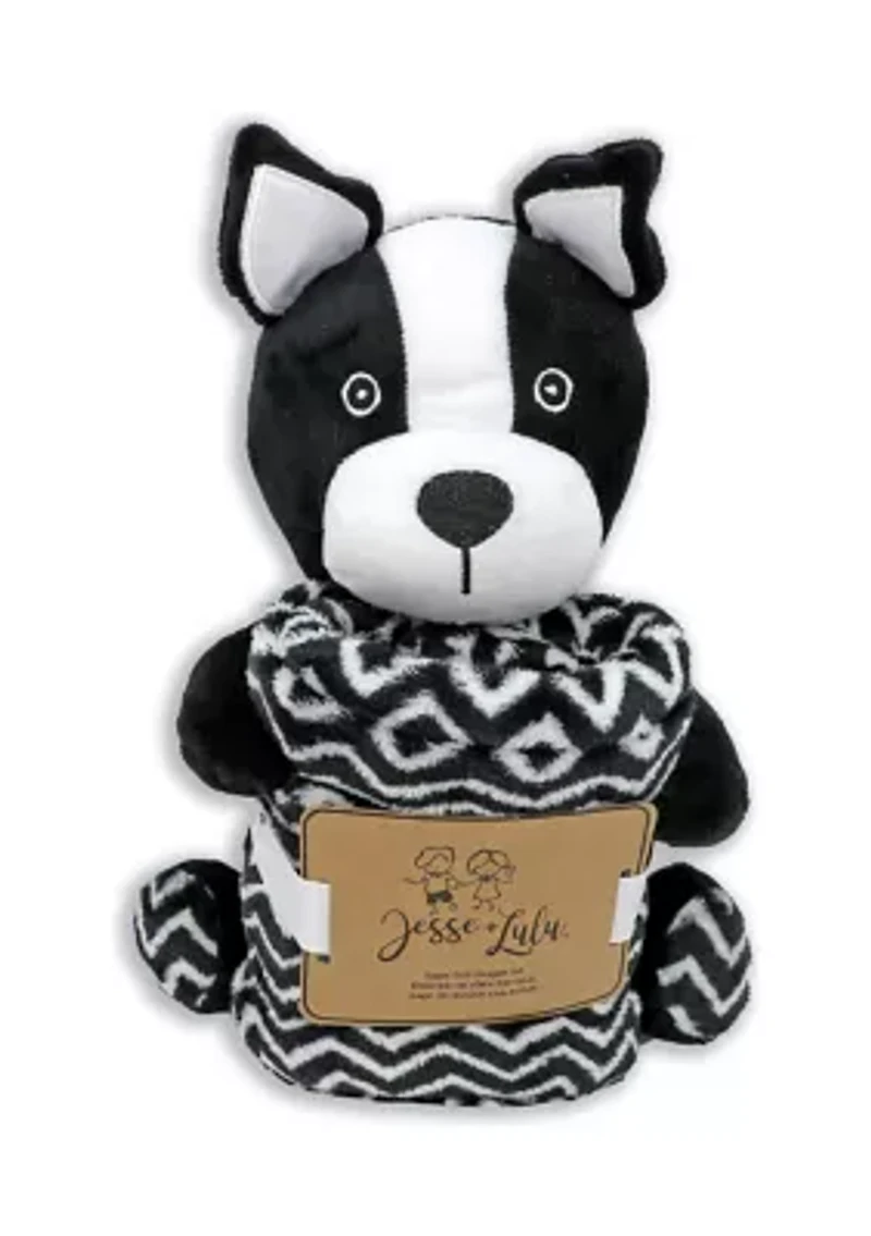Baby Boys and Girls Plush Frenchie Dog with Blanket