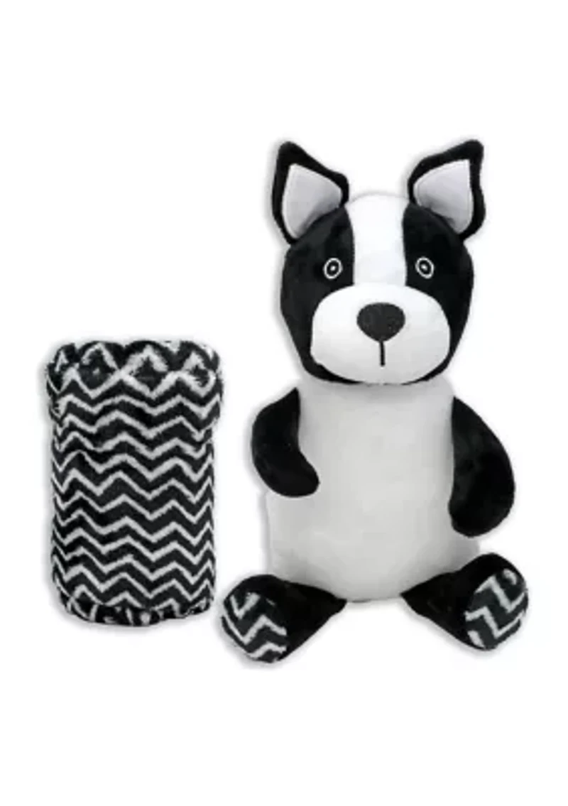 Baby Boys and Girls Plush Frenchie Dog with Blanket