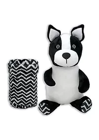 Baby Boys and Girls Plush Frenchie Dog with Blanket