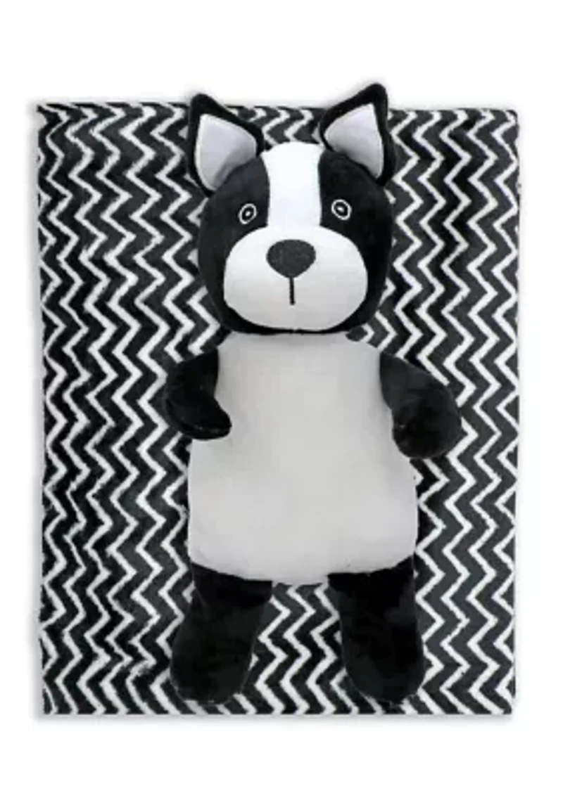 Baby Boys and Girls Plush Frenchie Dog with Blanket