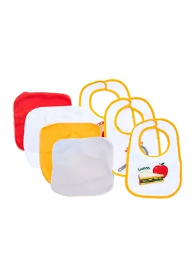 Baby 7 Piece Bib and Washcloth Meal Set