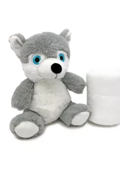 Baby Plush Gray Wolf With Blanket