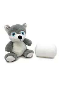 Baby Plush Gray Wolf With Blanket