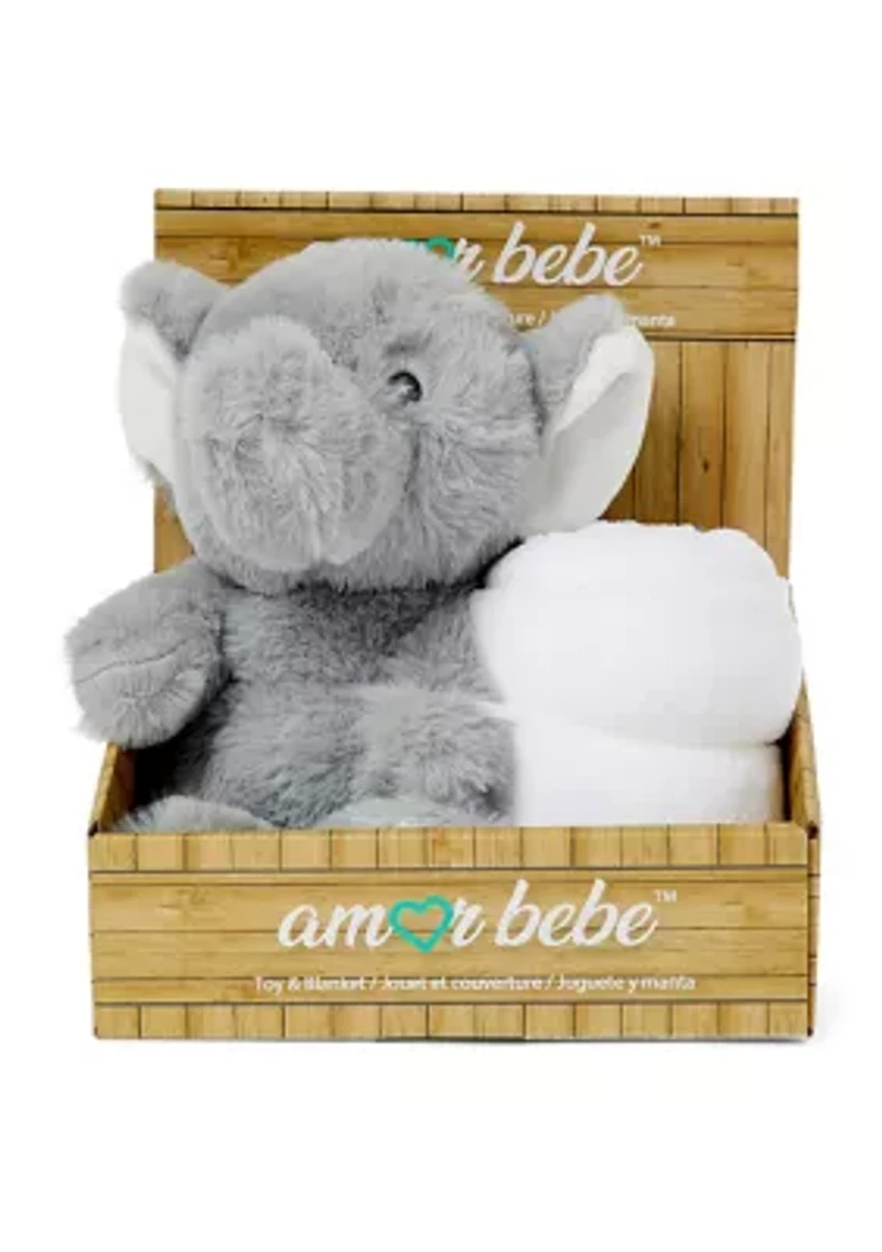 Baby Plush Gray Elephant With Blanket
