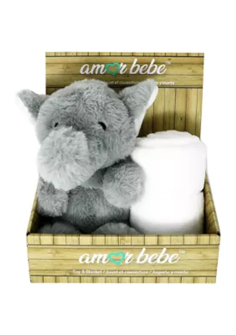 Baby Plush Gray Elephant With Blanket