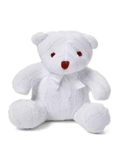 Baby White Cable Knit Snuggle Bear