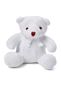 Baby White Cable Knit Snuggle Bear
