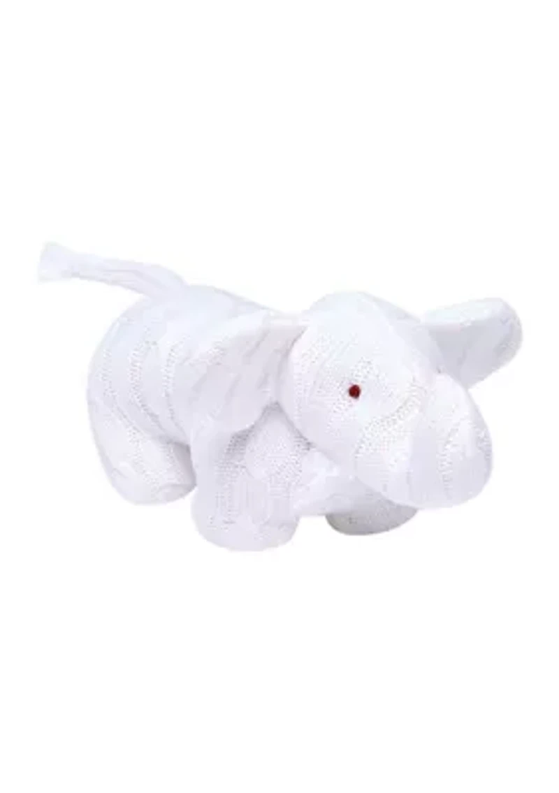 Baby White Cable Knit Snuggle Elephant