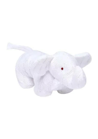 Baby White Cable Knit Snuggle Elephant