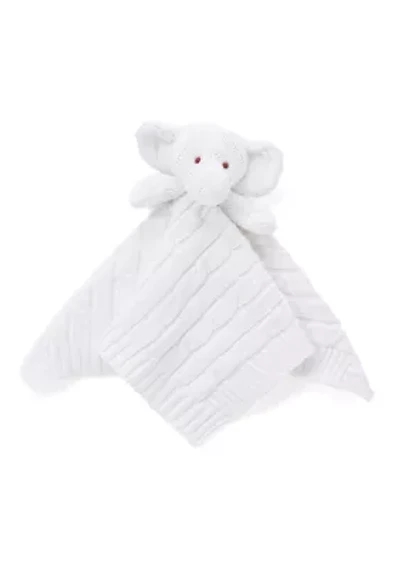 Baby White Knit Elephant Security Blanket
