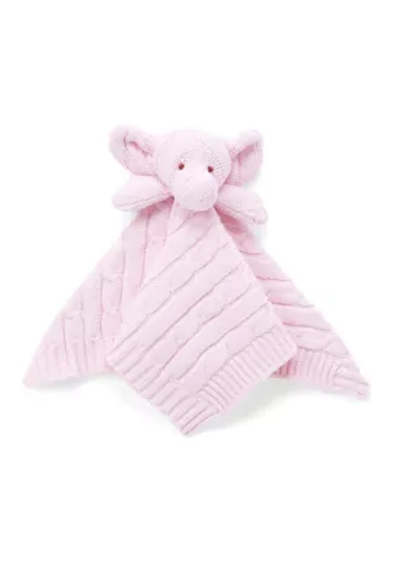 Baby Girls Pink Knit Elephant Security Blanket
