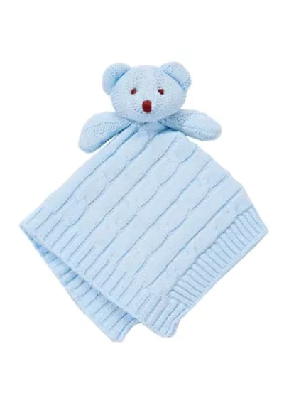 Baby Blue Knit Bear Security Blanket
