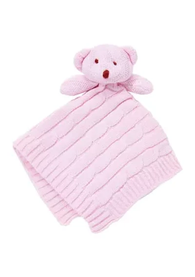Baby Girls Pink Knit Bear Security Blanket