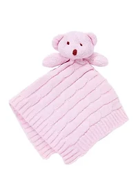Baby Girls Pink Knit Bear Security Blanket
