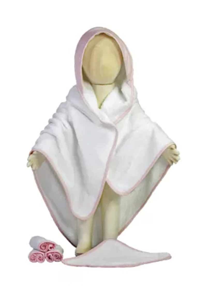 Baby Girls Hooded Bath Towel with Washcloth Bundle