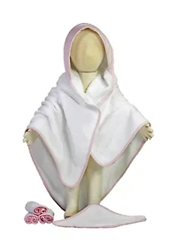 Baby Girls Hooded Bath Towel with Washcloth Bundle
