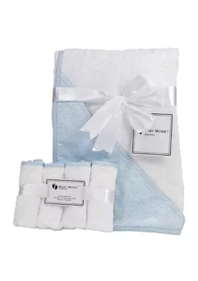 Baby Boys Hooded Bath Towel with Washcloth Bundle
