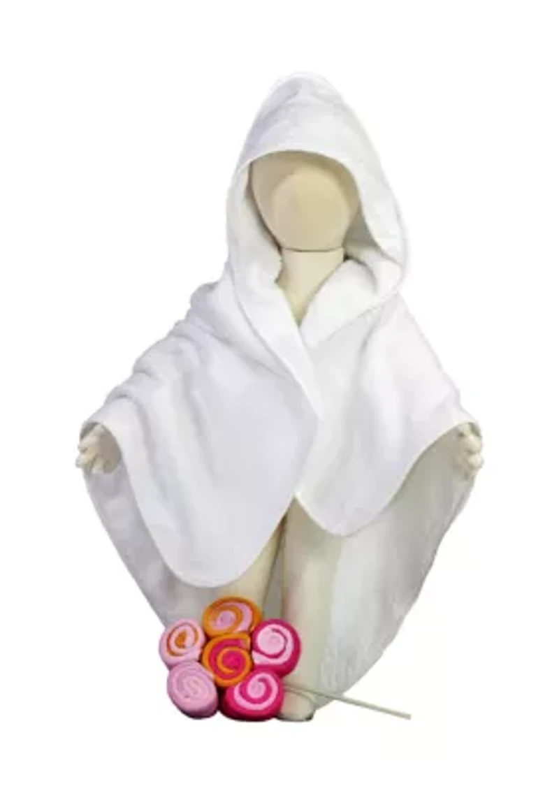 Baby Girls Terry Cloth Hooded Bath Towel and 12 Washcloth Set
