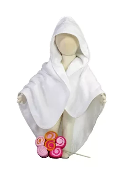 Baby Girls Terry Cloth Hooded Bath Towel and 12 Washcloth Set