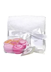 Baby Girls Terry Cloth Hooded Bath Towel and 12 Washcloth Set
