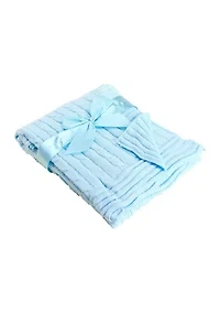 Baby Boys Blue Cable Knit Blanket Gift Set