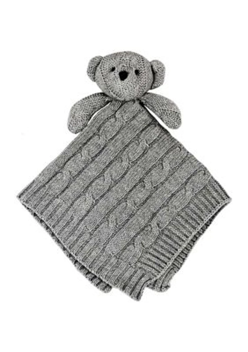 Baby Gray Cable Knit Blanket Gift Set