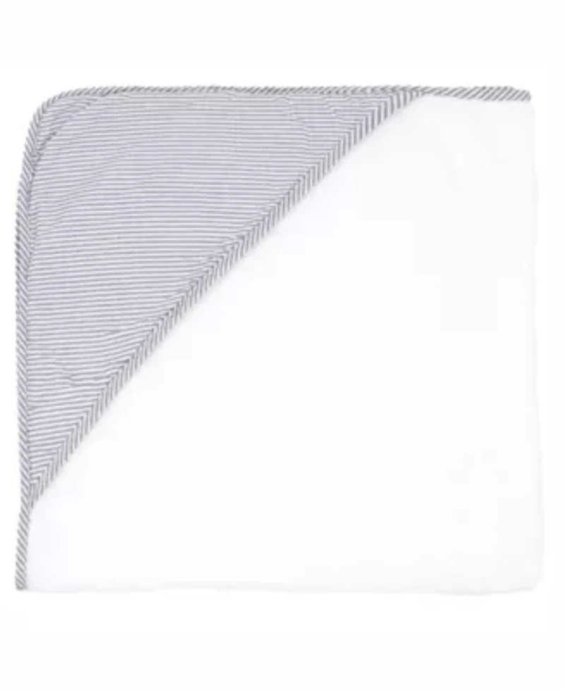 Baby Boys and Girls Hooded Towel with 4 Wash Cloths, Gray Trim