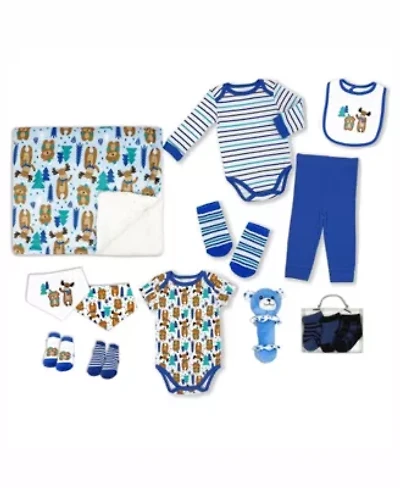 Baby Boys 14 Piece Woodland Bear Infant Apparel Layette Gift Set, 0-3m