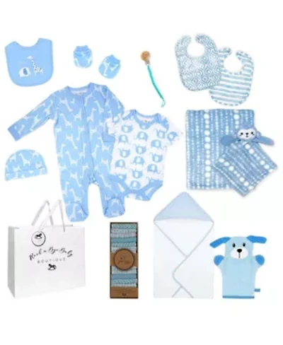 Baby Boys 28 Piece Nursery Essentials Shower Gift Bundle, Blue Safari
