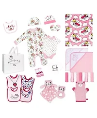 Baby Girls 28 Piece Nursery Essentials Shower Gift Bundle, Pinks