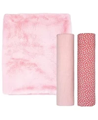 Baby Boys and Baby Girls Faux Fur 3 Piece Baby Blanket Gift Set