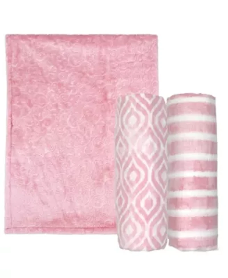 Baby Boys and Baby Girls 3 Piece Blanket Gift Set